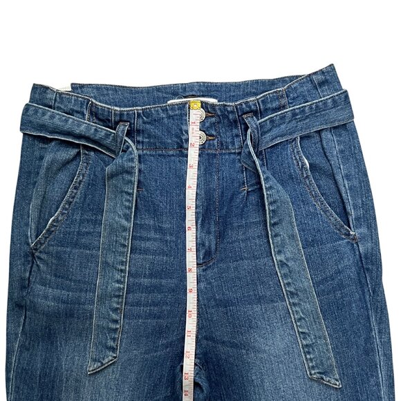 Almost Famous Y2K Juniors Size 11 High Rise Flare Jeans Blue Denim Tie Belt - Picture 6 of 14
